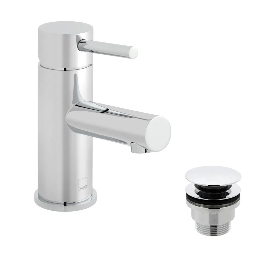 [ZOO-100F/CC-C/P] Vado Zoo Mono Basin Mixer Smooth Bodied Single Lever Deck Mounted with Universal Waste and Honeycomb Flow Regulator, Chrome